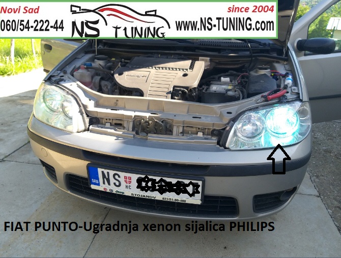 ugradnja xenon sijalica h7  philips trafo ac balast fiat punto klasik novi sad tuning ns